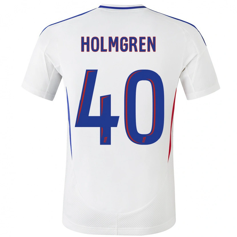 Danxen Dames Emma Holmgren #40 Wit Blauw Thuisshirt Thuistenue 2024/25 T-Shirt