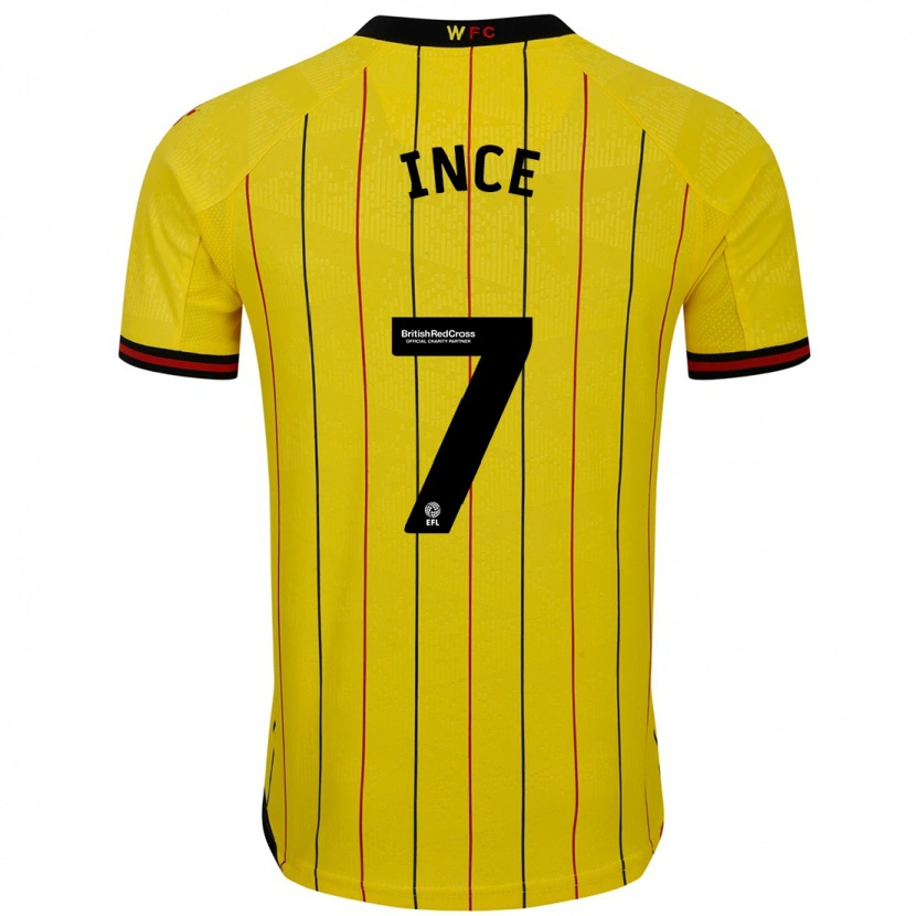 Danxen Dames Tom Ince #7 Geel Zwart Thuisshirt Thuistenue 2024/25 T-Shirt