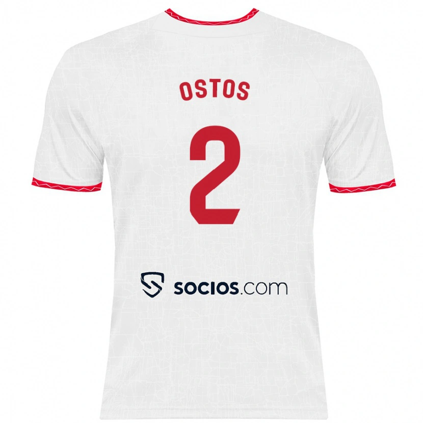 Danxen Dames Fran Ostos #2 Wit Rood Thuisshirt Thuistenue 2024/25 T-Shirt