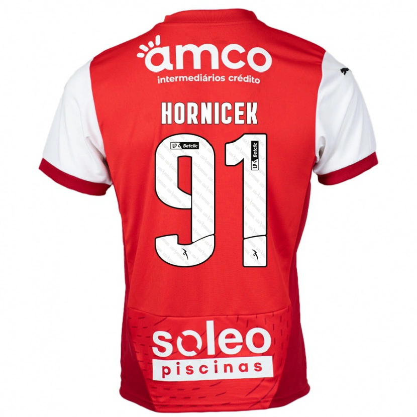 Danxen Dames Lukas Hornicek #91 Rood Wit Thuisshirt Thuistenue 2024/25 T-Shirt