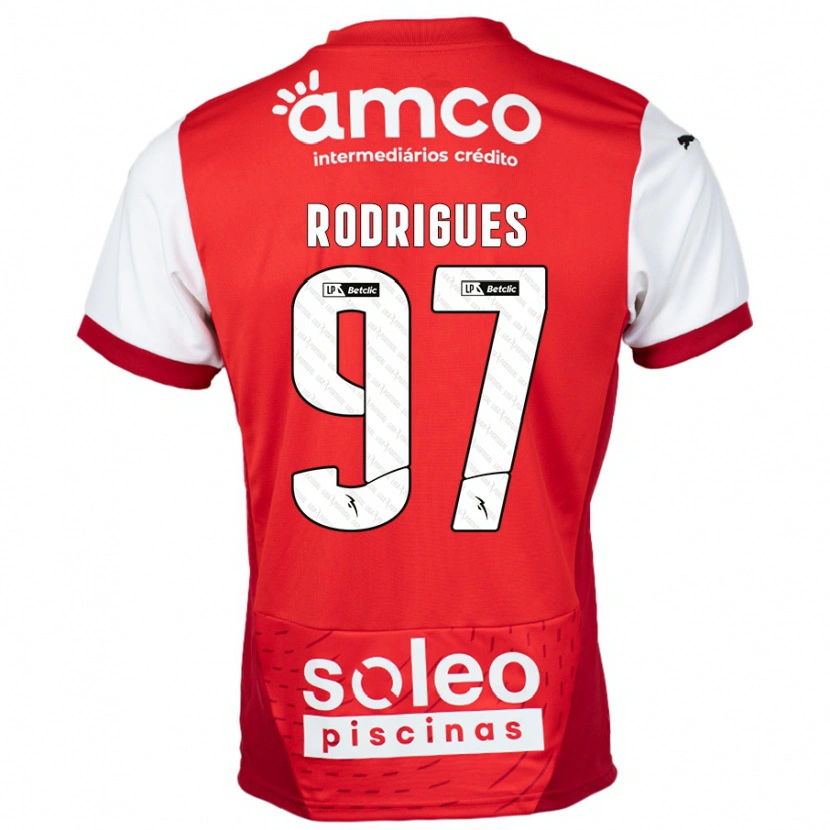 Danxen Dames Dinis Rodrigues #97 Rood Wit Thuisshirt Thuistenue 2024/25 T-Shirt