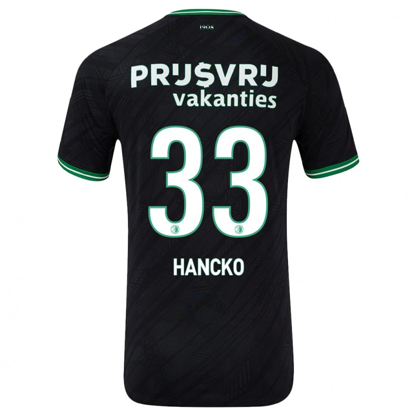 Danxen Dames Dávid Hancko #33 Zwart Groen Uitshirt Uittenue 2024/25 T-Shirt