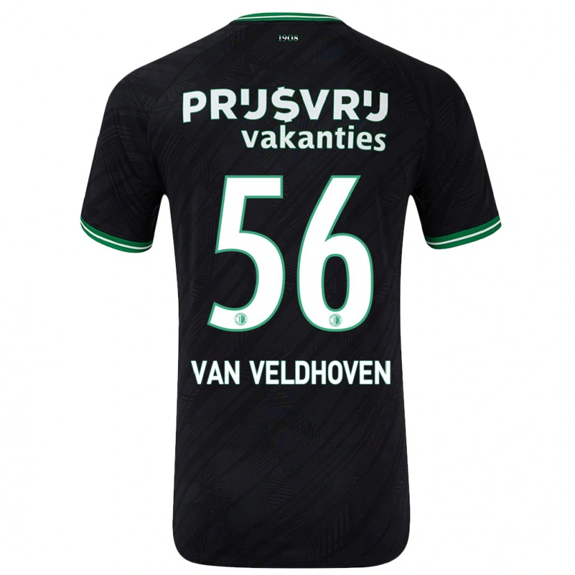 Danxen Dames Kars Van Veldhoven #56 Zwart Groen Uitshirt Uittenue 2024/25 T-Shirt