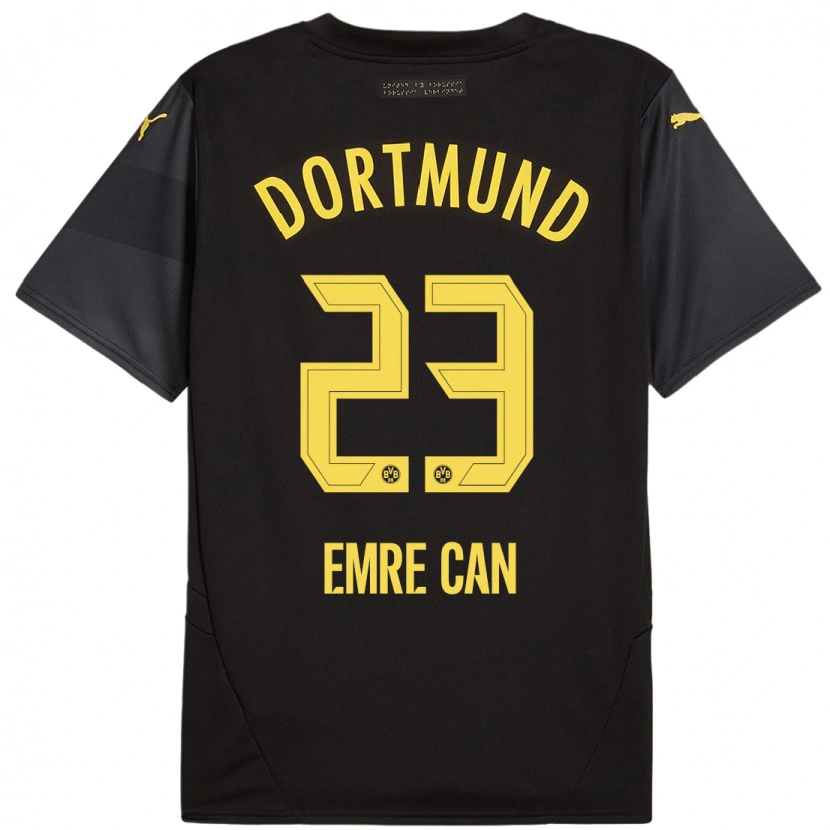 Danxen Dames Emre Can #23 Zwart Geel Uitshirt Uittenue 2024/25 T-Shirt