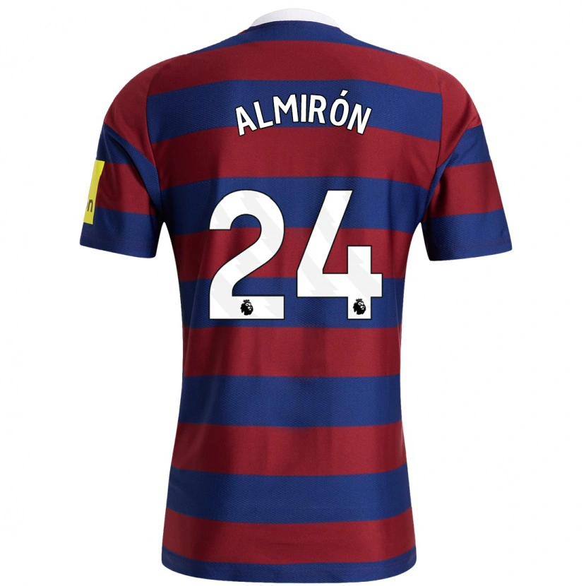 Danxen Dames Miguel Almirón #24 Bordeauxrood Marineblauw Uitshirt Uittenue 2024/25 T-Shirt