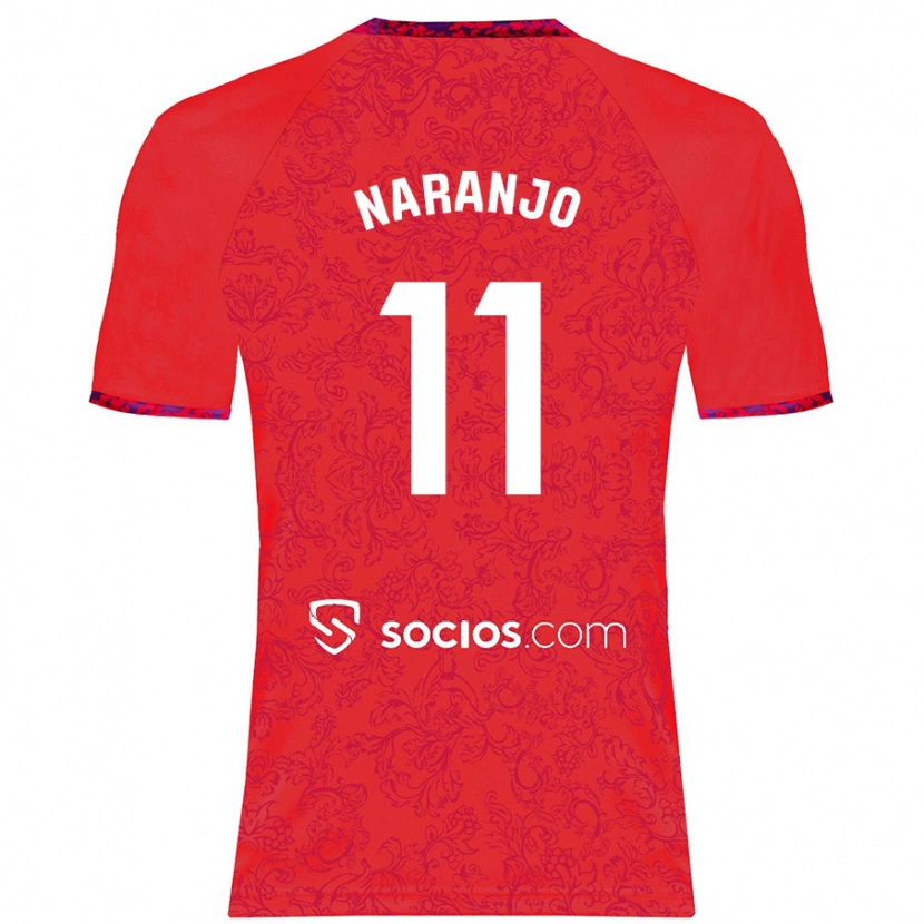 Danxen Dames Mario Naranjo #11 Rood Uitshirt Uittenue 2024/25 T-Shirt