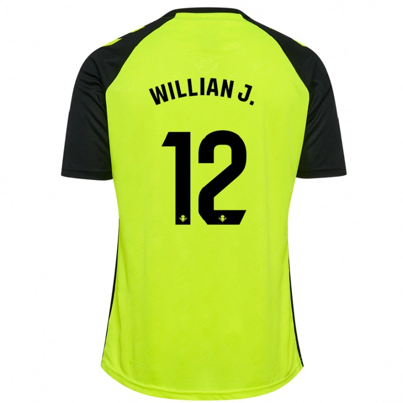 Danxen Dames Willian José #12 Fluorescerend Geel Zwart Uitshirt Uittenue 2024/25 T-Shirt