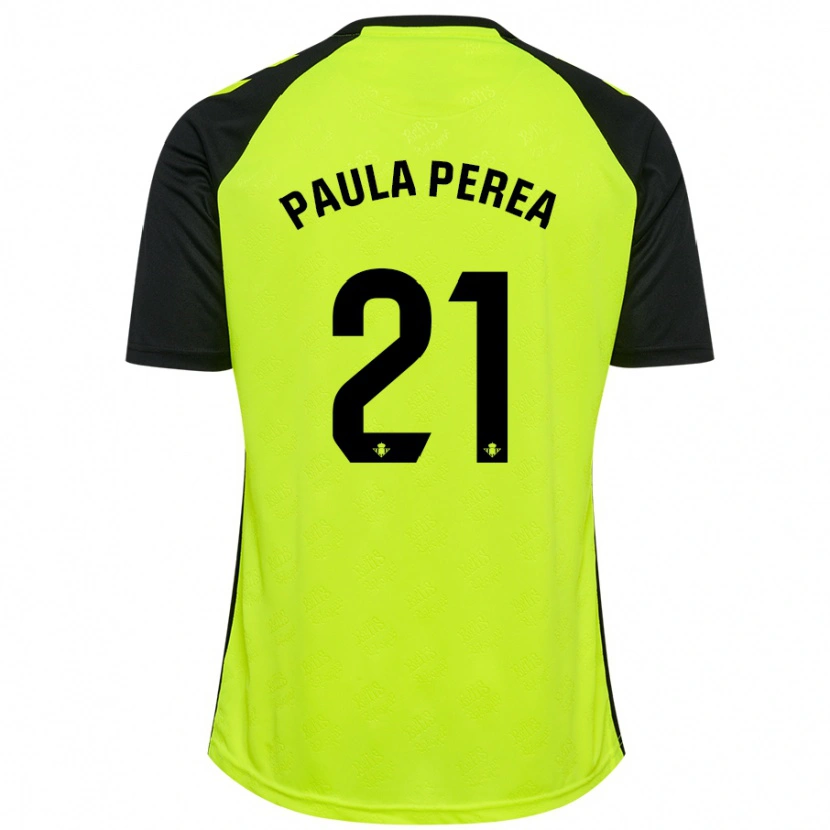 Danxen Dames Paula Perea Ramírez #21 Fluorescerend Geel Zwart Uitshirt Uittenue 2024/25 T-Shirt