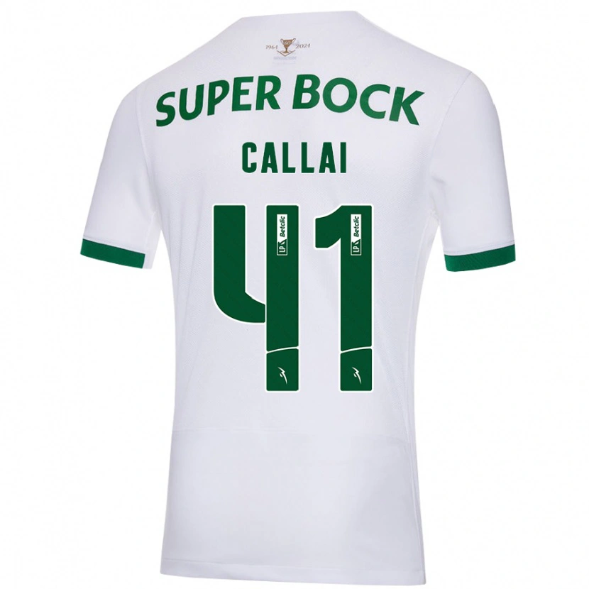 Danxen Dames Diego Callai #41 Wit Groen Uitshirt Uittenue 2024/25 T-Shirt