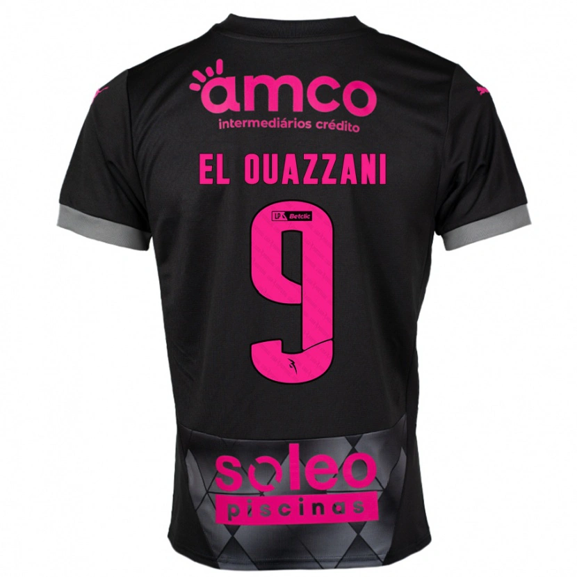 Danxen Dames Amine El Ouazzani #9 Zwart Roze Uitshirt Uittenue 2024/25 T-Shirt