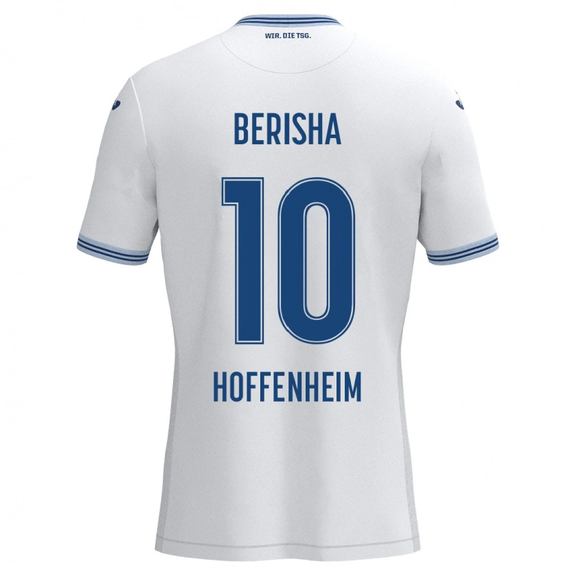 Danxen Dames Mergim Berisha #10 Wit Blauw Uitshirt Uittenue 2024/25 T-Shirt