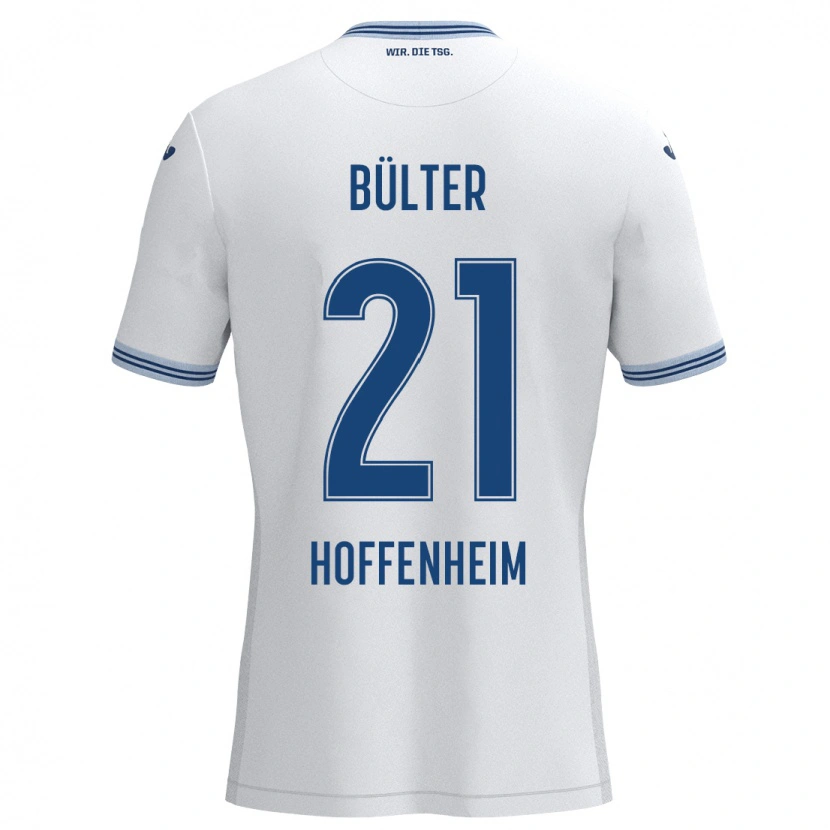 Danxen Dames Marius Bülter #21 Wit Blauw Uitshirt Uittenue 2024/25 T-Shirt