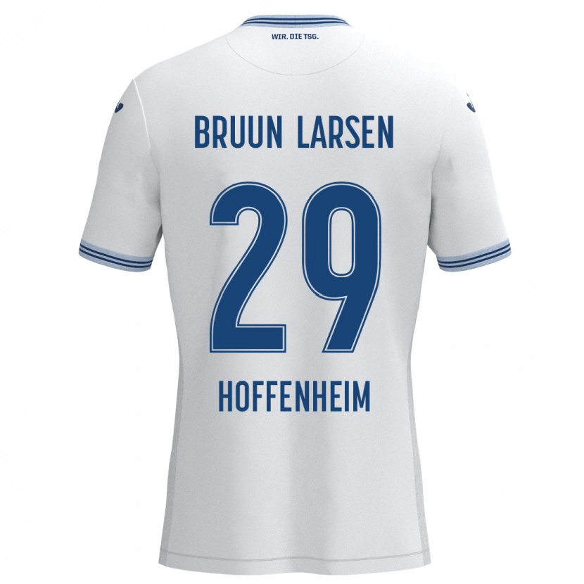 Danxen Dames Jacob Bruun Larsen #29 Wit Blauw Uitshirt Uittenue 2024/25 T-Shirt