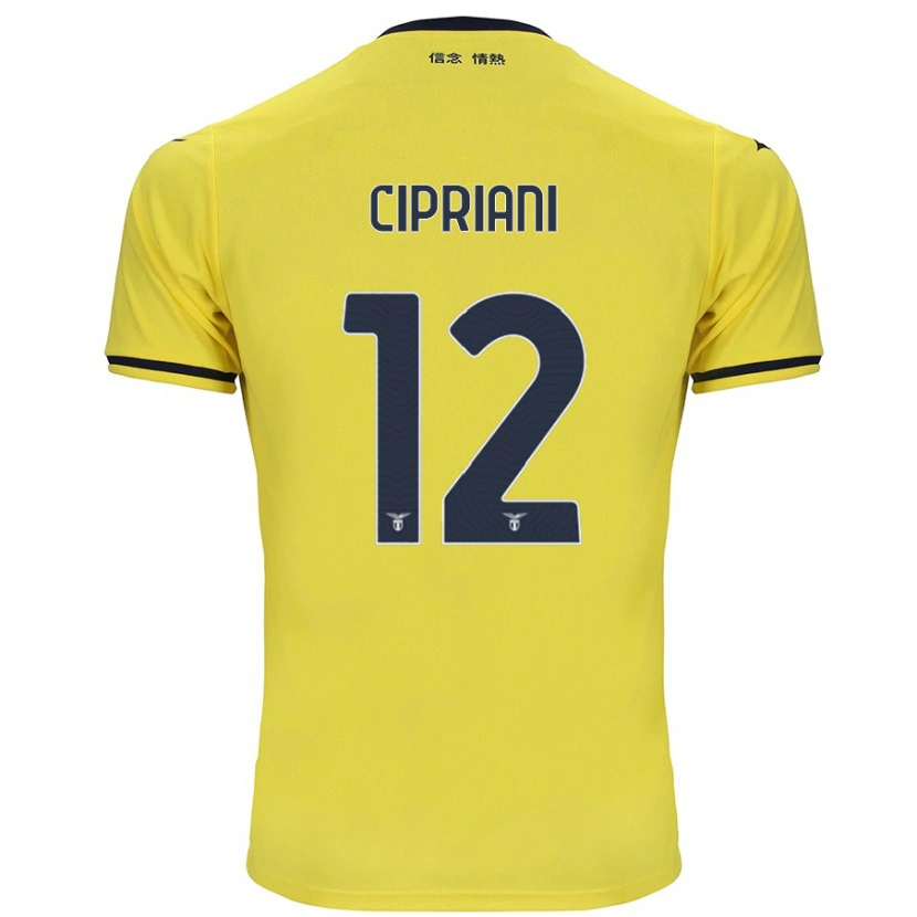 Danxen Dames Alessio Cipriani #12 Geel Uitshirt Uittenue 2024/25 T-Shirt