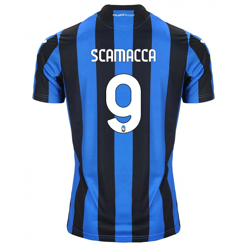 Danxen Kinderen Gianluca Scamacca #9 Blauw Zwart Thuisshirt Thuistenue 2024/25 T-Shirt