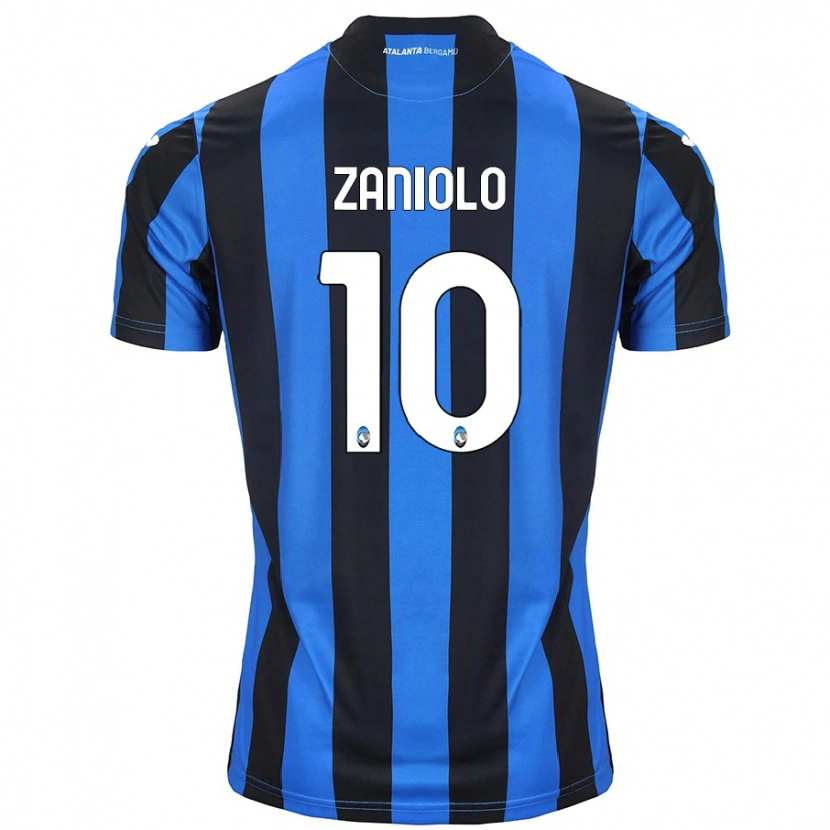 Danxen Kinderen Nicolò Zaniolo #10 Blauw Zwart Thuisshirt Thuistenue 2024/25 T-Shirt