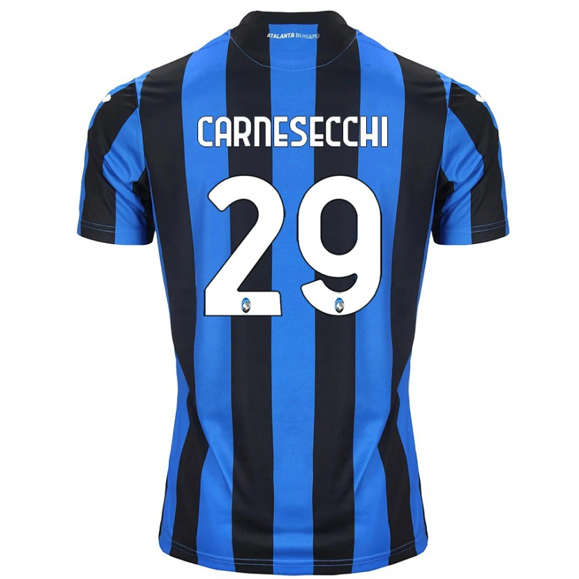 Danxen Kinderen Marco Carnesecchi #29 Blauw Zwart Thuisshirt Thuistenue 2024/25 T-Shirt