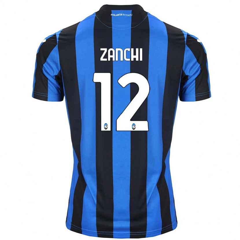 Danxen Kinderen Edoardo Zanchi #12 Blauw Zwart Thuisshirt Thuistenue 2024/25 T-Shirt