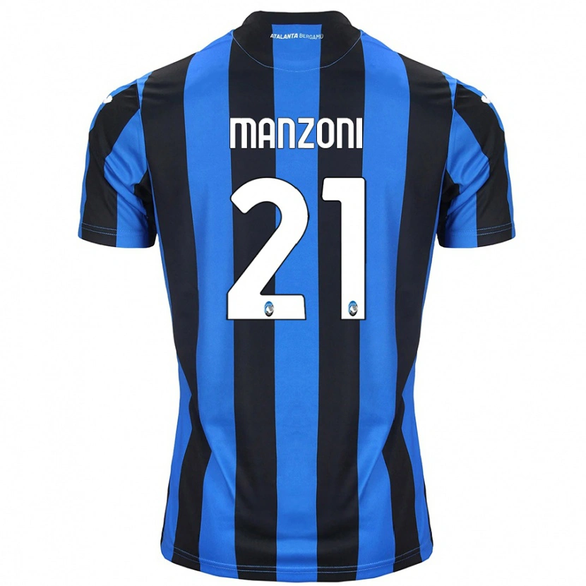 Danxen Kinderen Alberto Manzoni #21 Blauw Zwart Thuisshirt Thuistenue 2024/25 T-Shirt