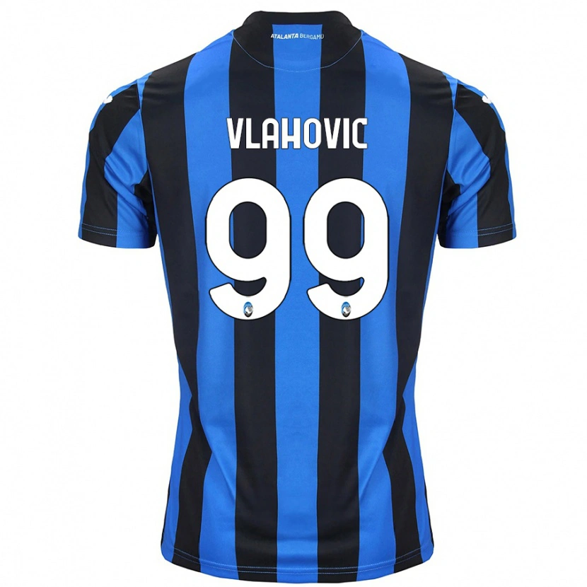 Danxen Kinderen Vanja Vlahovic #99 Blauw Zwart Thuisshirt Thuistenue 2024/25 T-Shirt