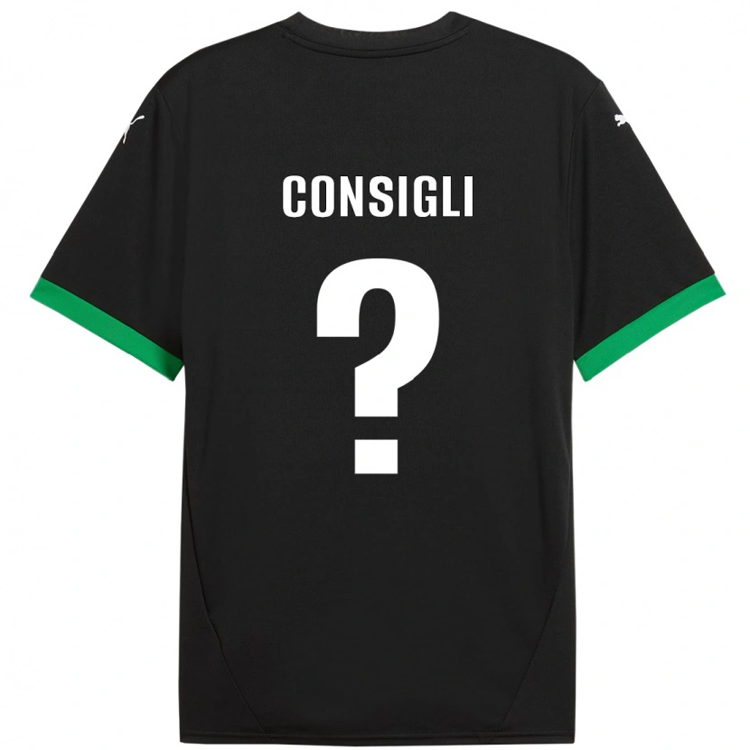 Danxen Kinderen Andrea Consigli #0 Zwart Donkergroen Thuisshirt Thuistenue 2024/25 T-Shirt