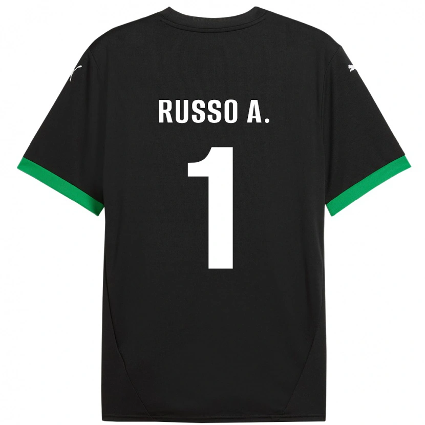 Danxen Kinderen Alessandro Russo #1 Zwart Donkergroen Thuisshirt Thuistenue 2024/25 T-Shirt