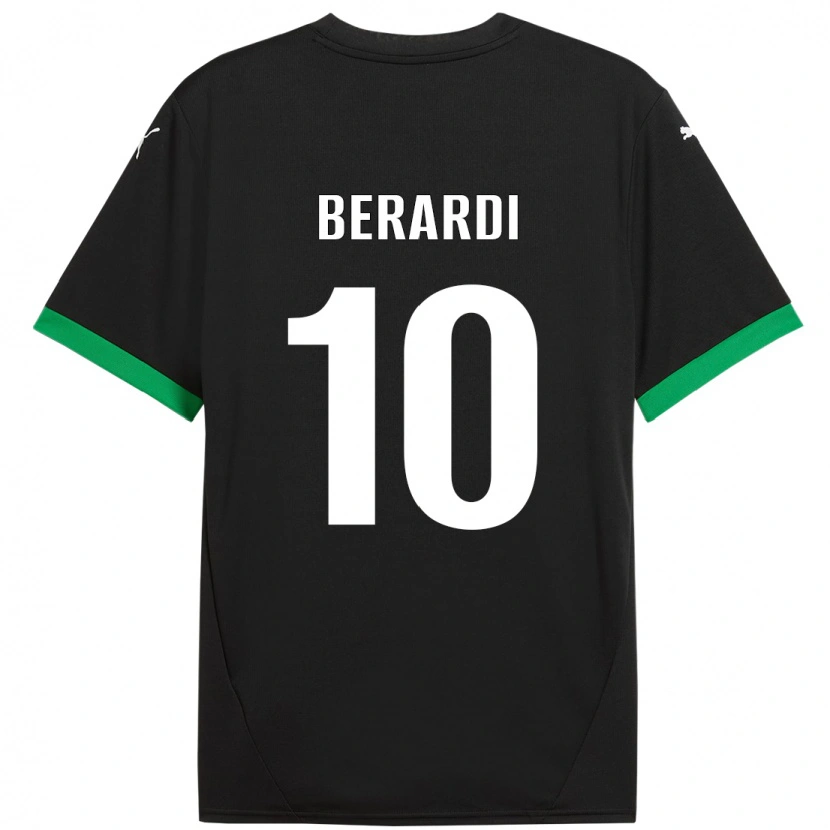 Danxen Kinderen Domenico Berardi #10 Zwart Donkergroen Thuisshirt Thuistenue 2024/25 T-Shirt