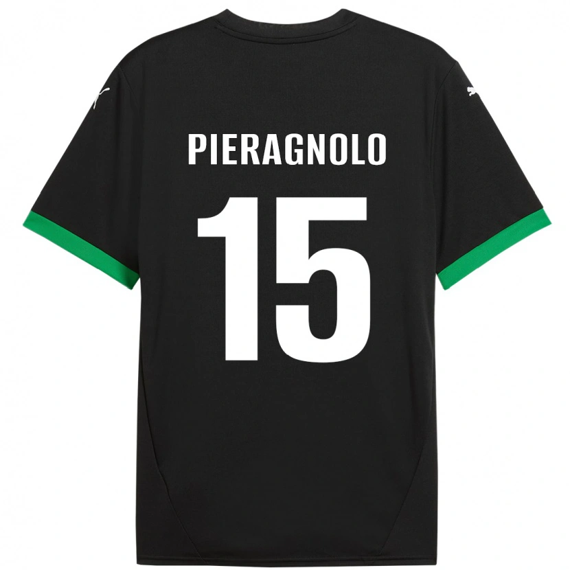 Danxen Kinderen Edoardo Pieragnolo #15 Zwart Donkergroen Thuisshirt Thuistenue 2024/25 T-Shirt