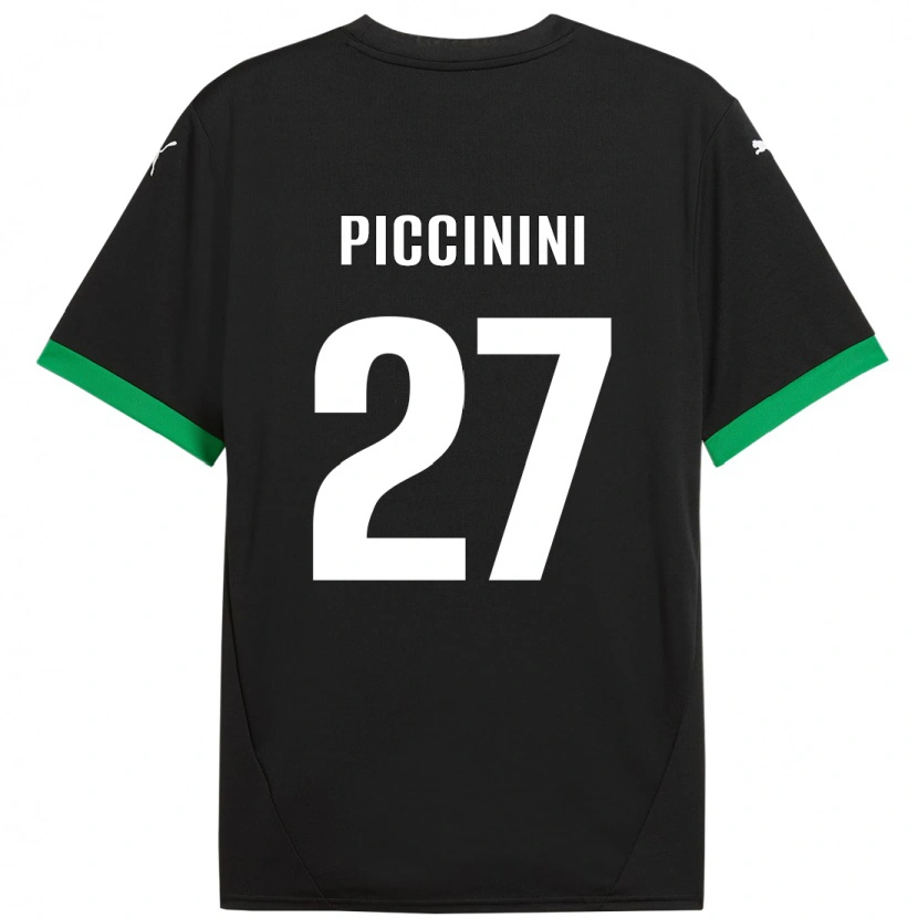 Danxen Kinderen Stefano Piccinini #27 Zwart Donkergroen Thuisshirt Thuistenue 2024/25 T-Shirt