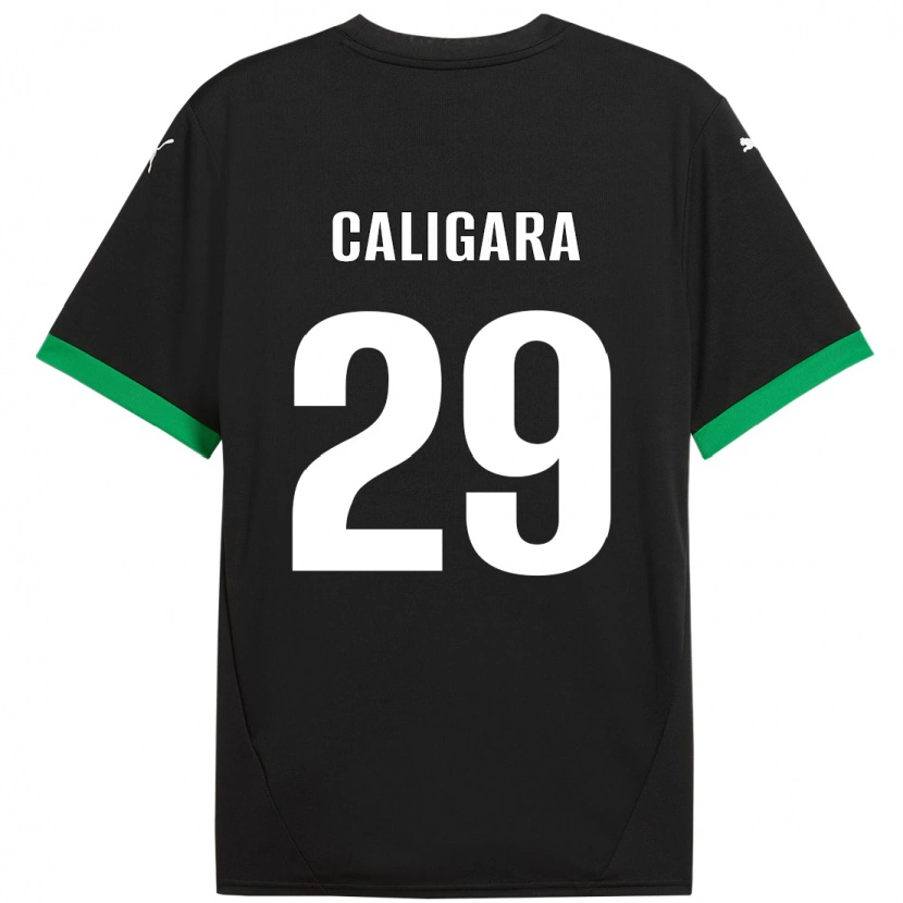 Danxen Kinderen Fabrizio Caligara #29 Zwart Donkergroen Thuisshirt Thuistenue 2024/25 T-Shirt