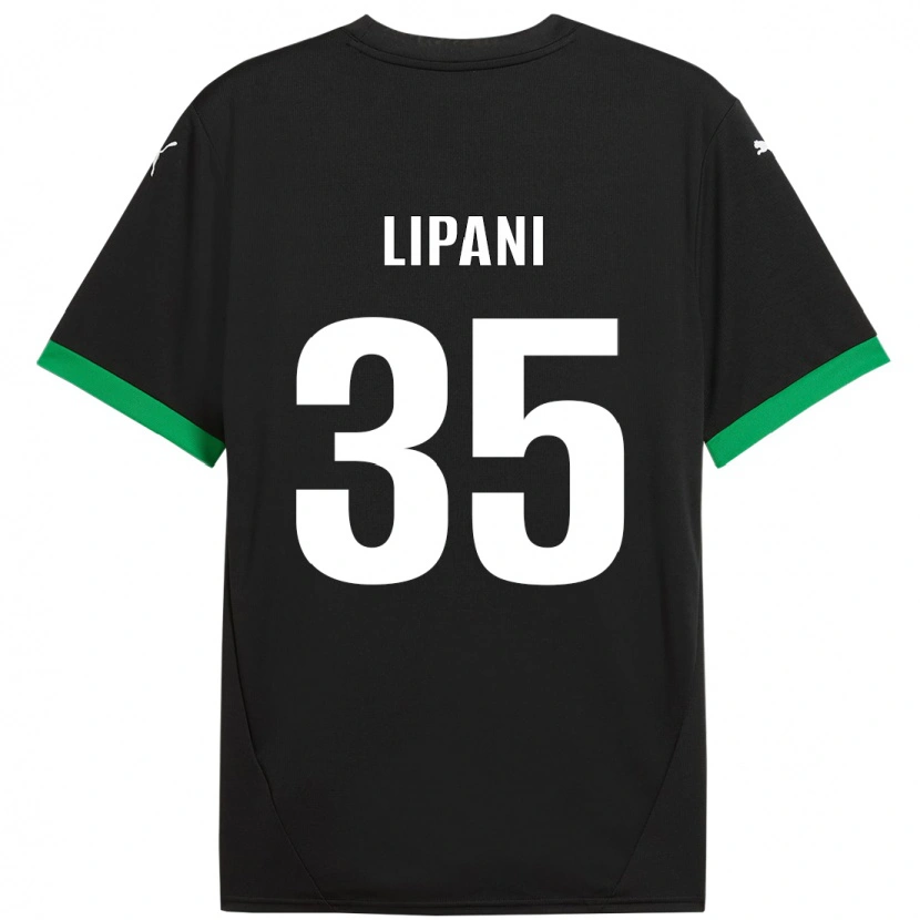 Danxen Kinderen Luca Lipani #35 Zwart Donkergroen Thuisshirt Thuistenue 2024/25 T-Shirt