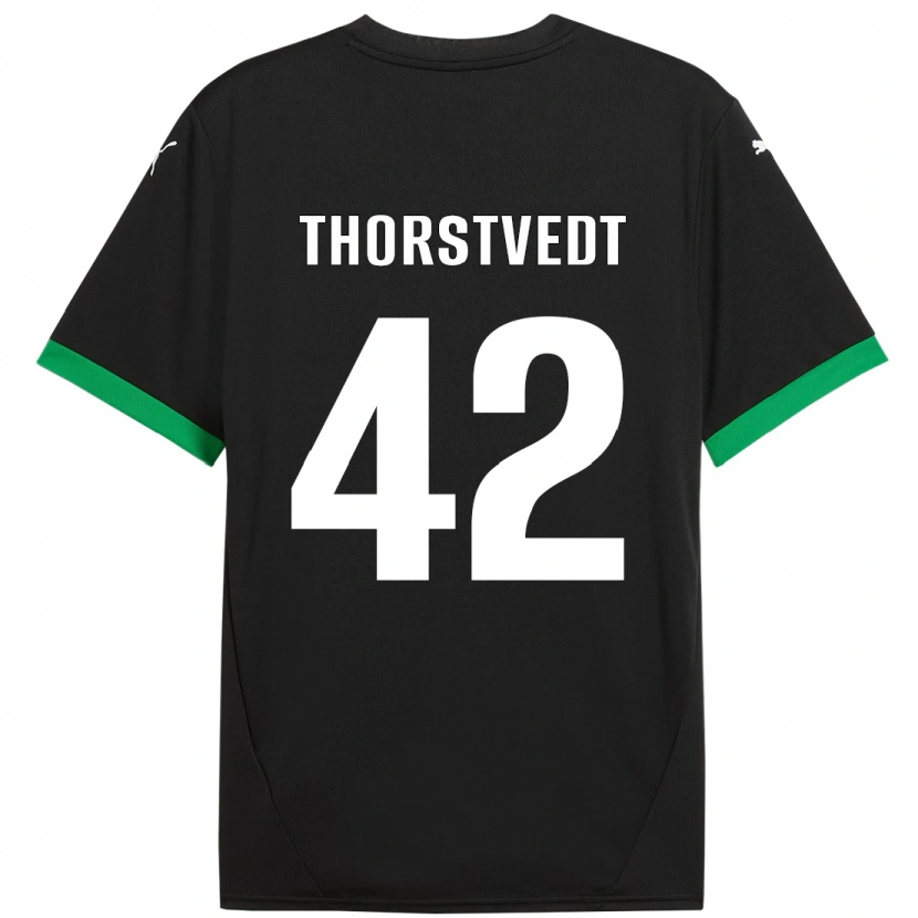 Danxen Kinderen Kristian Thorstvedt #42 Zwart Donkergroen Thuisshirt Thuistenue 2024/25 T-Shirt