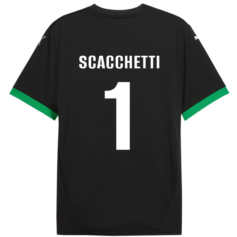 Danxen Kinderen Alessandro Scacchetti #1 Zwart Donkergroen Thuisshirt Thuistenue 2024/25 T-Shirt