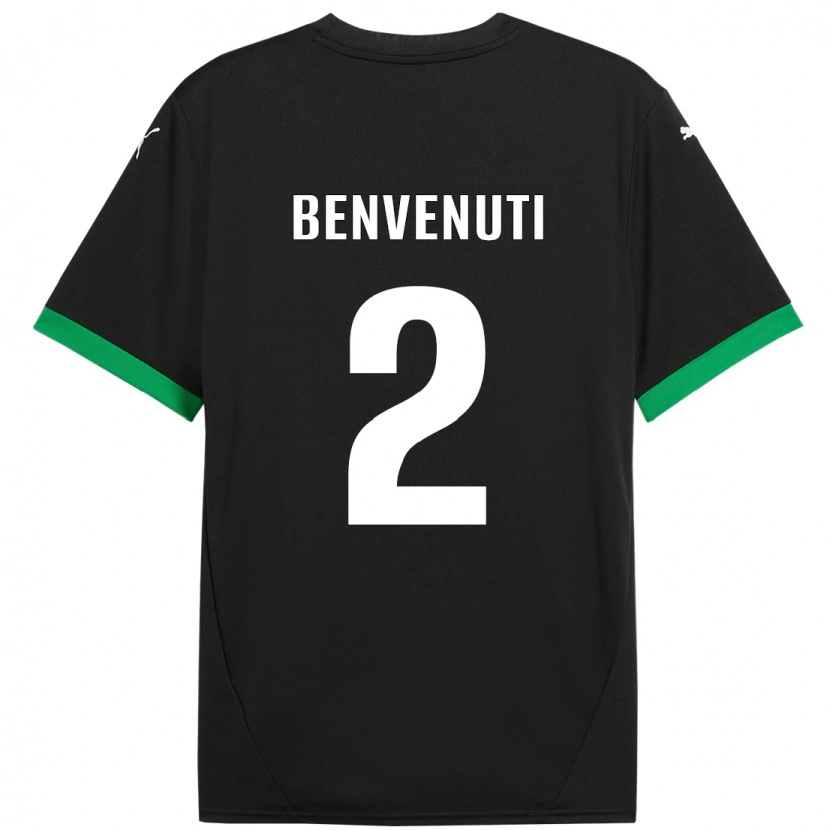 Danxen Kinderen Giacomo Benvenuti #2 Zwart Donkergroen Thuisshirt Thuistenue 2024/25 T-Shirt