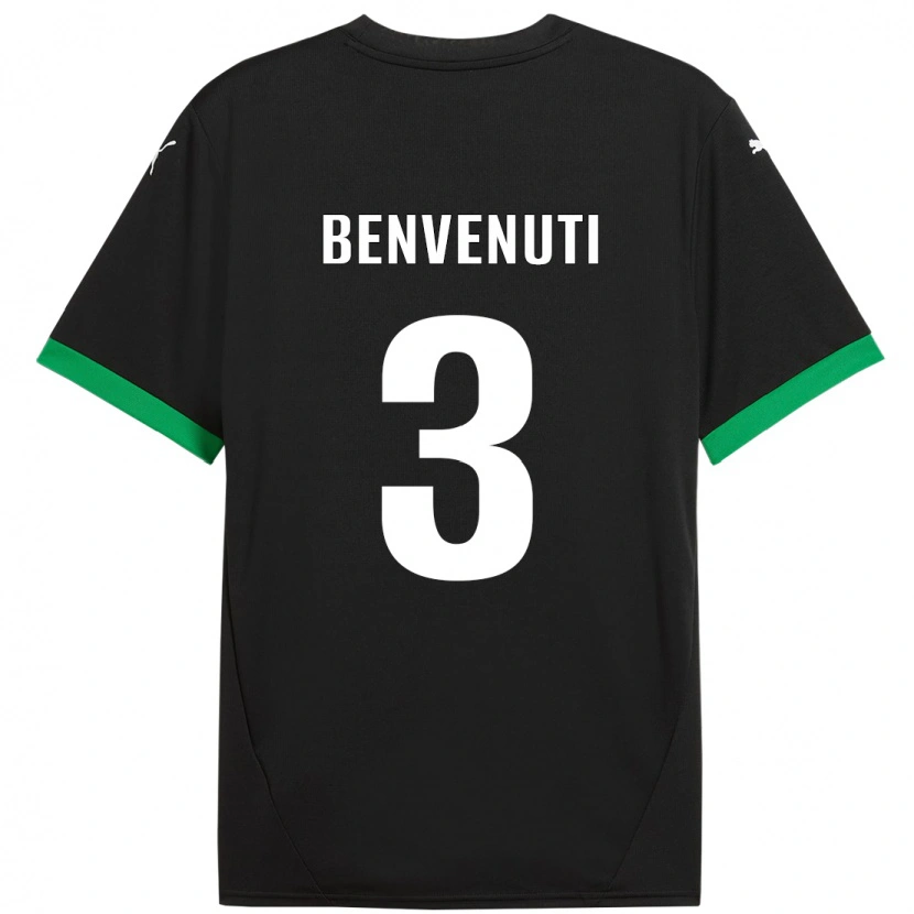 Danxen Kinderen Tommaso Benvenuti #3 Zwart Donkergroen Thuisshirt Thuistenue 2024/25 T-Shirt