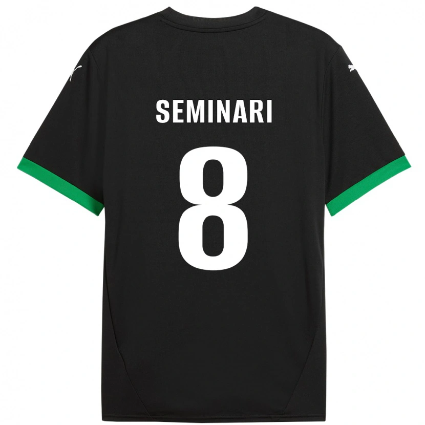 Danxen Kinderen Giacomo Seminari #8 Zwart Donkergroen Thuisshirt Thuistenue 2024/25 T-Shirt