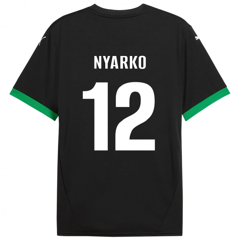 Danxen Kinderen Lorenzo Nyarko #12 Zwart Donkergroen Thuisshirt Thuistenue 2024/25 T-Shirt