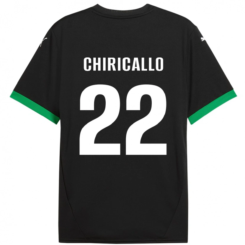 Danxen Kinderen Giovanni Chiricallo #22 Zwart Donkergroen Thuisshirt Thuistenue 2024/25 T-Shirt