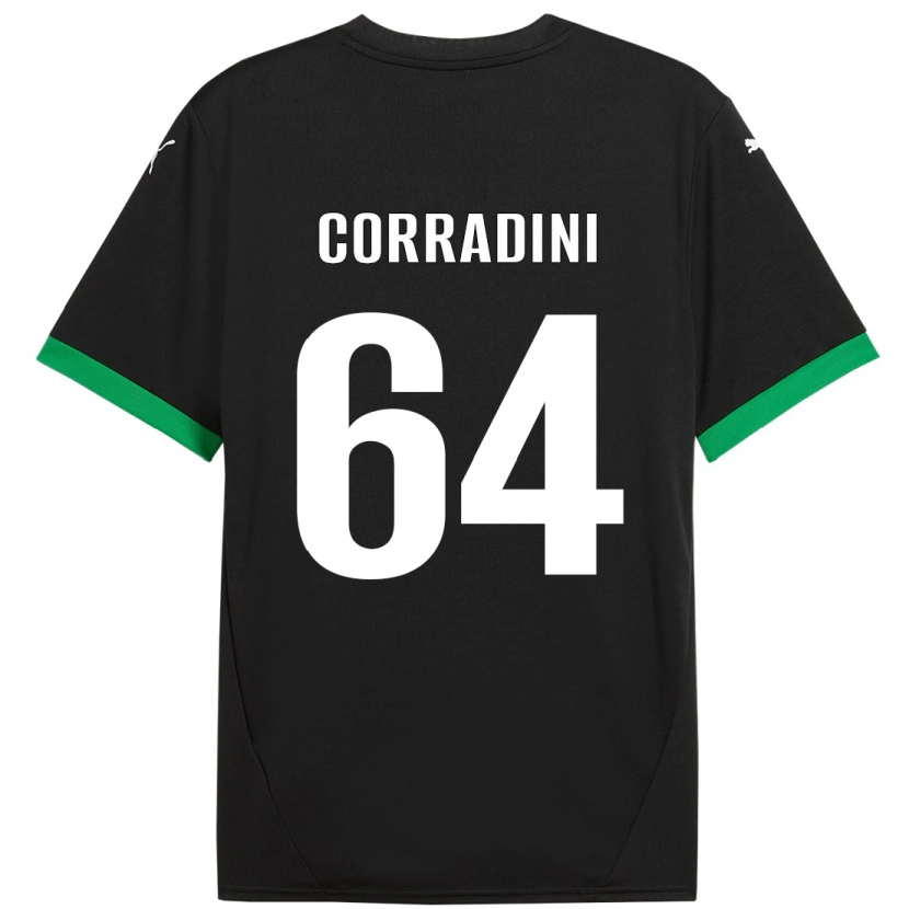 Danxen Kinderen Francesco Corradini #64 Zwart Donkergroen Thuisshirt Thuistenue 2024/25 T-Shirt