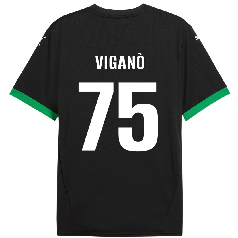 Danxen Kinderen Lorenzo Viganò #75 Zwart Donkergroen Thuisshirt Thuistenue 2024/25 T-Shirt