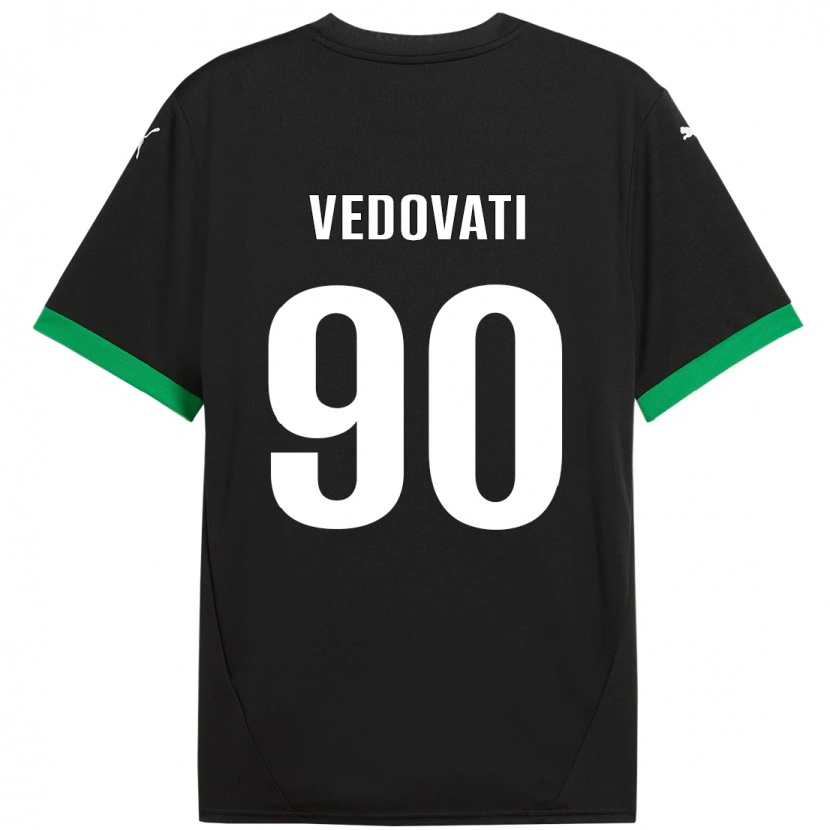 Danxen Kinderen Gabriele Vedovati #90 Zwart Donkergroen Thuisshirt Thuistenue 2024/25 T-Shirt