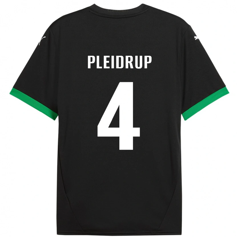 Danxen Kinderen Caroline Pleidrup #4 Zwart Donkergroen Thuisshirt Thuistenue 2024/25 T-Shirt