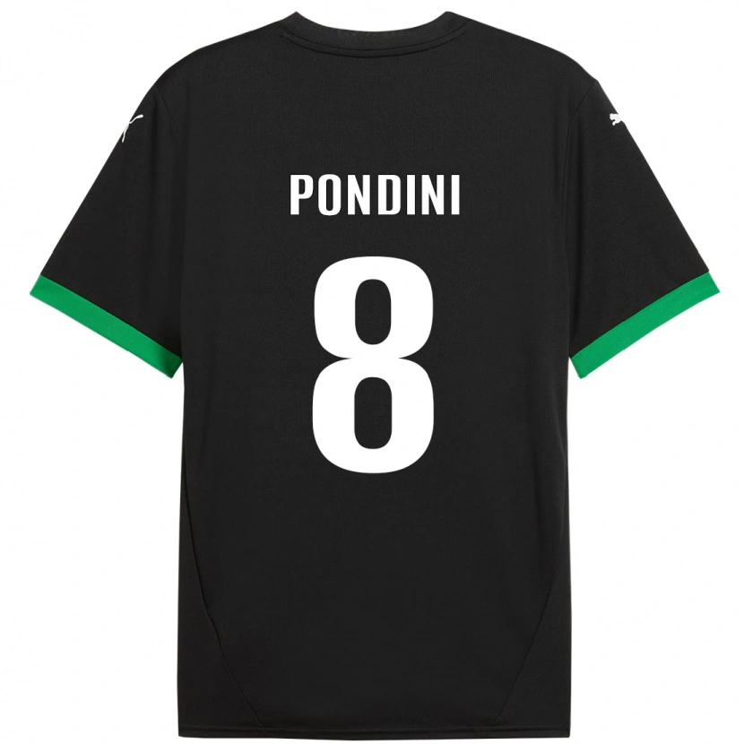 Danxen Kinderen Giada Pondini #8 Zwart Donkergroen Thuisshirt Thuistenue 2024/25 T-Shirt