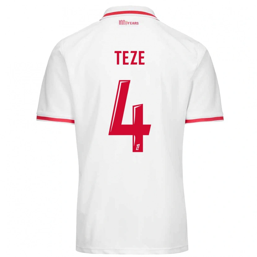 Danxen Kinderen Jordan Teze #4 Wit Rood Thuisshirt Thuistenue 2024/25 T-Shirt