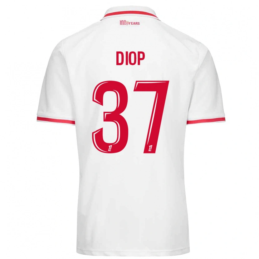 Danxen Kinderen Edan Diop #37 Wit Rood Thuisshirt Thuistenue 2024/25 T-Shirt