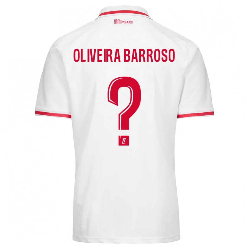 Danxen Kinderen Mickael Oliveira Barroso #0 Wit Rood Thuisshirt Thuistenue 2024/25 T-Shirt