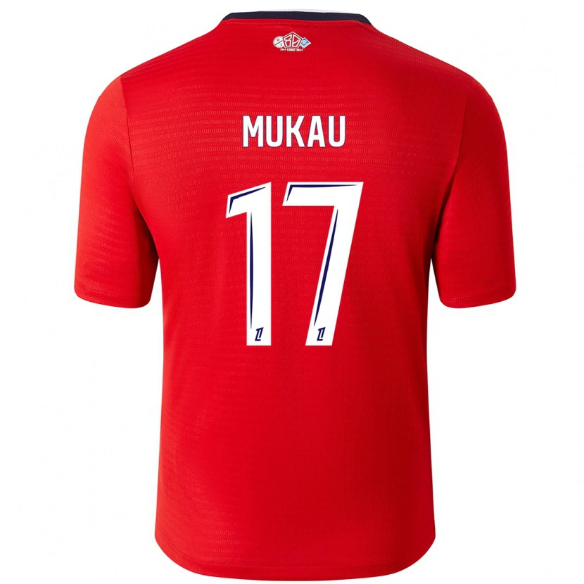 Danxen Kinderen Ngal'ayel Mukau #17 Rood Wit Thuisshirt Thuistenue 2024/25 T-Shirt