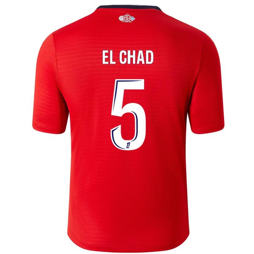 Danxen Kinderen Nesryne El Chad #5 Rood Wit Thuisshirt Thuistenue 2024/25 T-Shirt