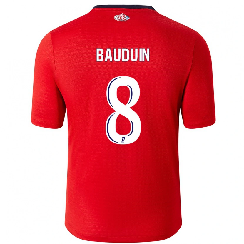 Danxen Kinderen Justine Bauduin #8 Rood Wit Thuisshirt Thuistenue 2024/25 T-Shirt