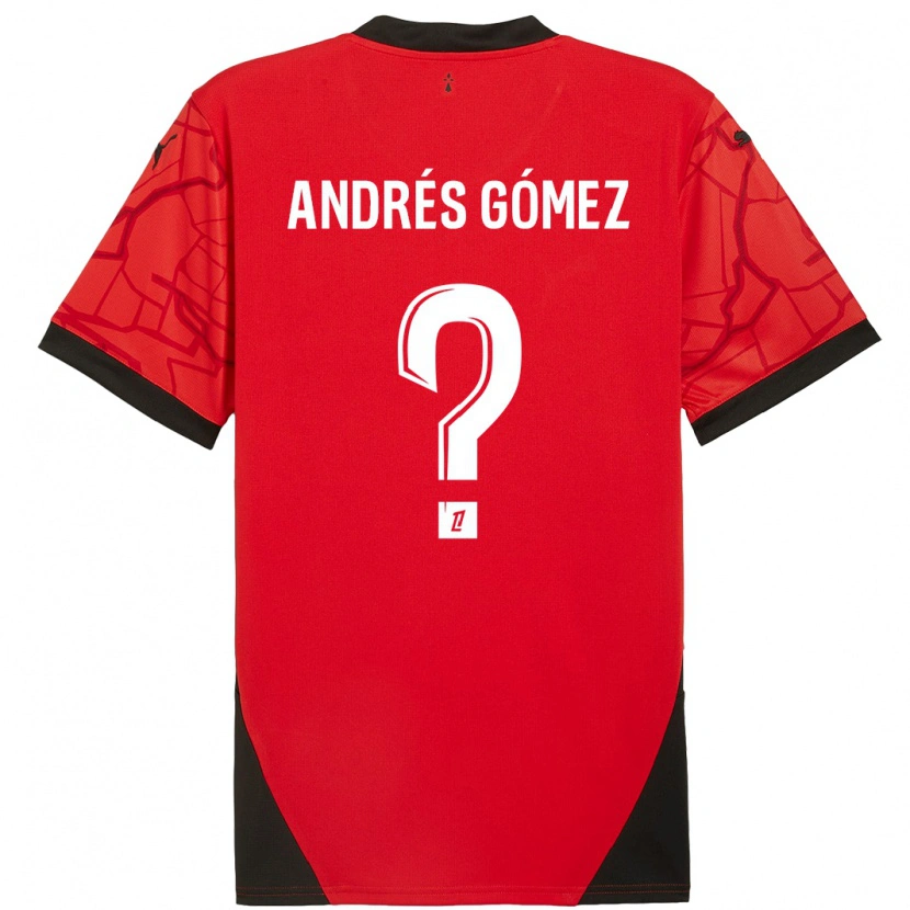 Danxen Kinderen Carlos Andrés Gómez #0 Rood Zwart Thuisshirt Thuistenue 2024/25 T-Shirt